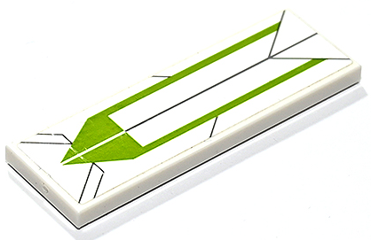 Tile 2 x 6 with Lime Triangle and Stripes and Dark Bluish Gray Lines Pattern (Sticker) - Set 75333