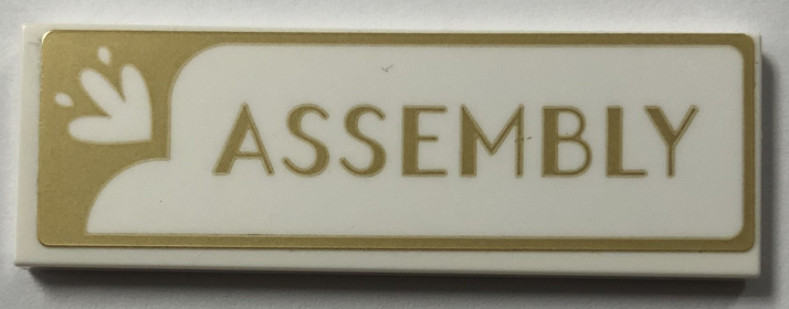 Tile 2 x 6 with Gold 'ASSEMBLY' Pattern (Sticker) - Set 41714
