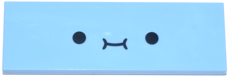 Tile 2 x 6 with Black Smiley Face Pattern