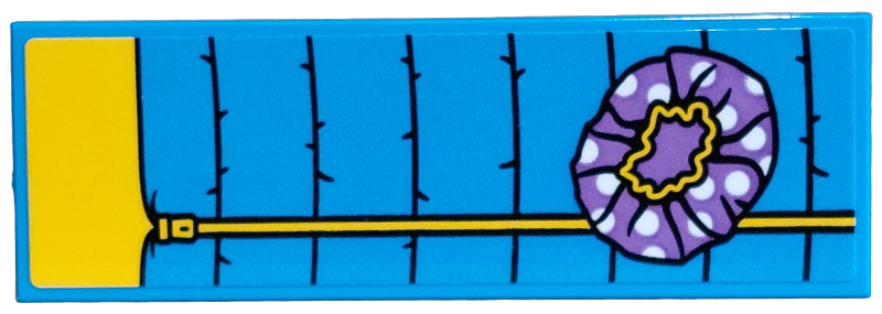 Tile 2 x 6 with Sleeping Bag with Yellow Inside and Zipper, Medium Lavender Shower Cap with White Dots Pattern (Sticker) - Set 42654