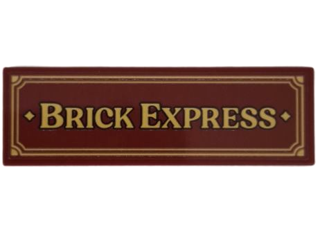 Tile 2 x 6 with Gold Border and 'BRICK EXPRESS' Pattern (Sticker) - Set 910044
