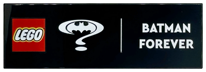 Tile 2 x 6 with LEGO Logo, White Bat in Question Mark and 'BATMAN FOREVER' Pattern
