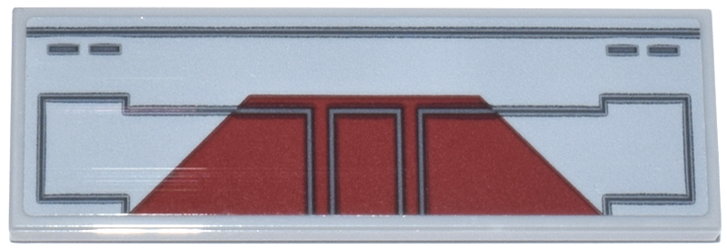 Tile 2 x 6 with Dark Bluish Gray Lines and Panels, Dark Red Trapezoid Pattern (Sticker) - Set 75413