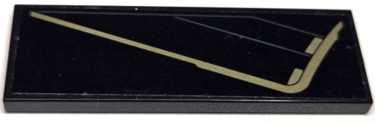 Tile 2 x 6 with Gold Angled Stripe and Light Bluish Gray Lines Pattern Model Right Side (Sticker) - Set 76211