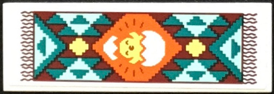 Tile 2 x 6 with Rug with Tassels, Chick Hatching from Egg and Pixelated Triangles Pattern (Sticker) - Set 40449