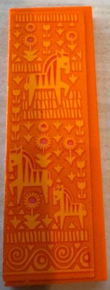 Tile 2 x 6 with Bright Light Orange Grass, Zebras and Flowers Pattern (Sticker) - Set 41717