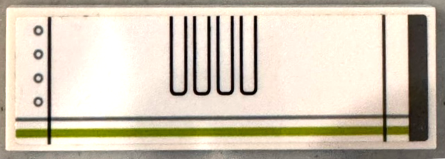 Tile 2 x 6 with Armor Plates, Rivets, Lines, Dark Bluish Gray and Lime Stripes Pattern Model Left Side (Sticker) - Set 75342