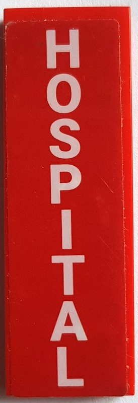 Tile 2 x 6 with White 'HOSPITAL' Vertical Pattern (Sticker) - Set 60330