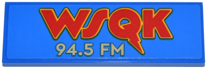 Tile 2 x 6 with Red and Bright Light Orange 'WSQK' and Tan '94.5 FM' Pattern (Sticker) - Set 11370