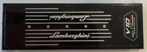 Tile 2 x 6 with Engine Cover with Silver Lines, 'Lamborghini' and 'V10' Pattern (Sticker) - Set 42161
