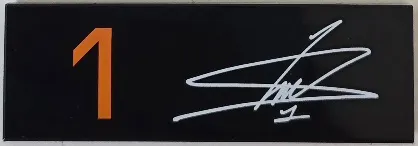 Tile 2 x 6 with White Signature and Orange Number 1 Pattern