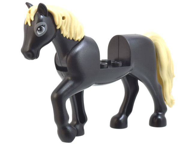 Horse, Friends Style with 2 x 2 Cutout and Movable Neck with Fixed Flexible Rubber Tan Tail and Mane with Dark Bluish Gray Eyes and Eye Patches Pattern