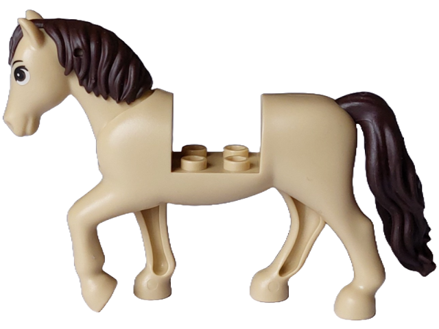 Horse, Friends Style with 2 x 2 Cutout and Movable Neck with Fixed Flexible Rubber Dark Brown Tail and Mane with Dark Brown Eyes, Black Eyebrows Pattern (Henry)
