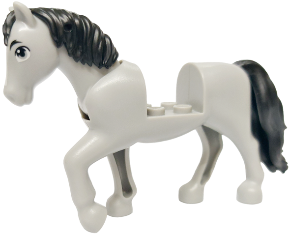 Horse, Friends Style with 2 x 2 Cutout and Movable Neck with Fixed Flexible Rubber Black Tail and Mane with White Eyes, Black Eyebrows Pattern (Thunder / Disney Samson)