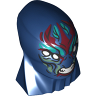 Large Figure Head Modified with Elongated Skull and Thick Neck with 4 White Eyes, Dark Red, Dark Turquoise, and Sand Green Markings, Angry Sharp Bared Teeth Pattern (Eternals Deviant Kro)