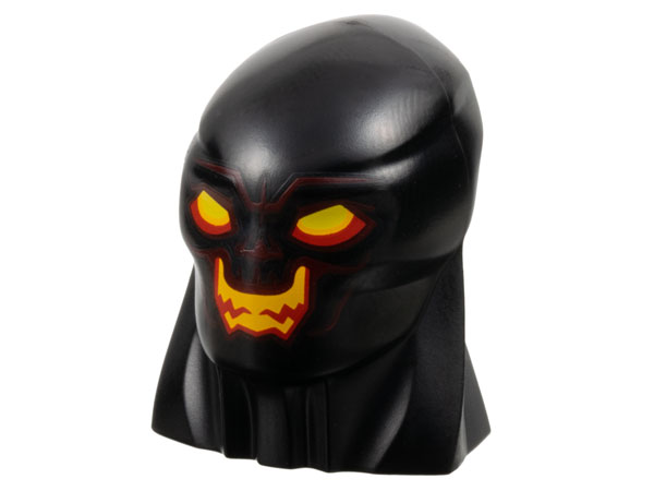 Large Figure Head Modified with Elongated Skull and Thick Neck with Red and Yellow Eyes, Dark Red Contours, Open Mouth Smile with Bright Light Orange Teeth Pattern (The Infinity Saga Surtur)