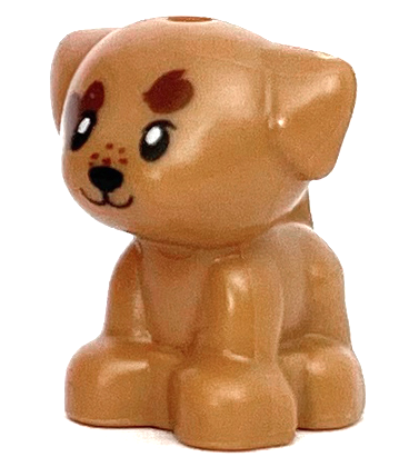 Dog, Friends Style, Puppy, Standing, Small with Black Eyes, Nose and Mouth, White Pupils, Reddish Brown Spots Pattern (Disney Nana)