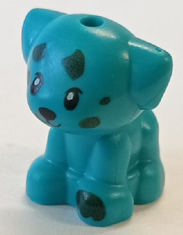 Dog, Friends Style, Puppy, Standing, Small with Black Eyes, Nose and Mouth, Dark Green Paw and Spots Pattern