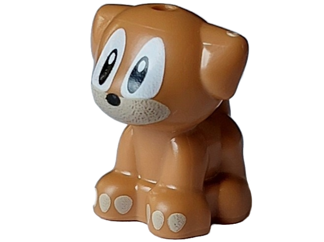 Dog, Friends Style, Puppy, Standing, Small with White Eyes and Pupils, Black Irises and Nose, Tan Muzzle and Toes Pattern (Sonic the Hedgehog Becky / Bear)