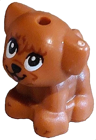 Dog, Friends Style, Puppy, Standing, Small with Black Nose and Mouth, Reddish Brown Hair, White Eyes and Bright Pink Tongue Pattern (Alma)