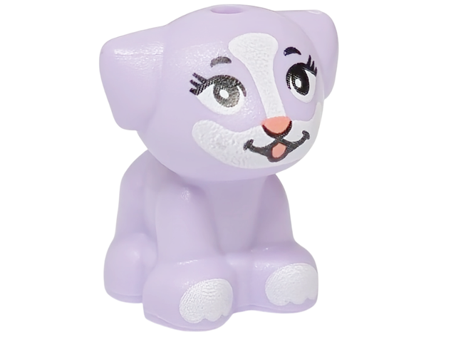 Dog, Friends Style, Puppy, Standing, Small with White Muzzle and Paws, Black Eyes, Eyelashes and Eyebrows, Coral Nose and Tongue Pattern (Disney Creampuff)
