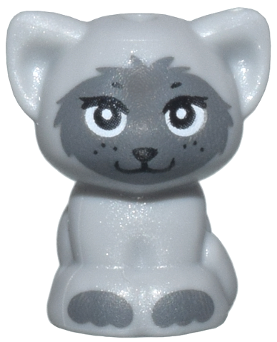 Cat, Friends Style, Baby Kitten, Sitting with Black Eyes, Nose and Mouth, and Dark Bluish Gray Muzzle and Paws Pattern