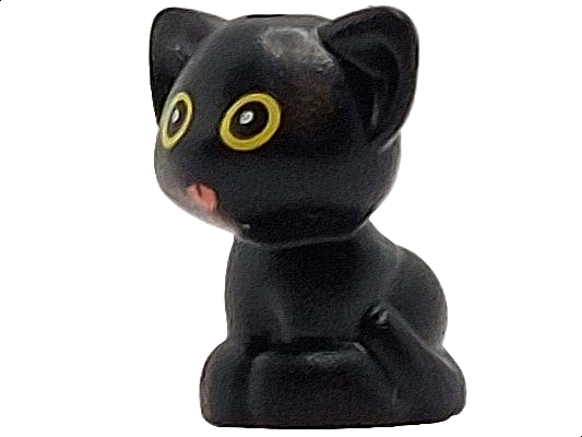 Cat, Friends Style, Baby Kitten, Sitting with Yellow Eyes and Coral Tongue Pattern (Pluto)