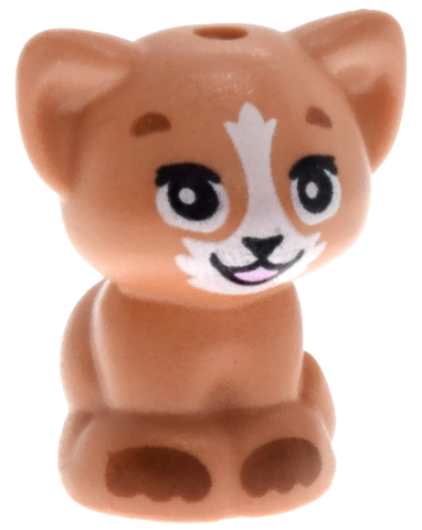 Cat, Friends Style, Baby Kitten, Sitting with Black Eyes, Nose and Mouth, Bright Pink Tongue, White Muzzle and Dark Orange Paws Pattern (Nugget)