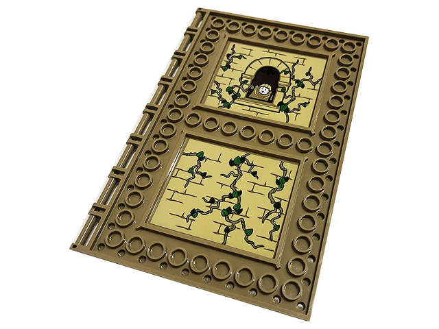 Tile, Modified 10 x 16 with Studs on Edges and Bar Handles with Tan Brick Wall, Leaves, Window, Climbing Plants and Minifigure Pattern (Stickers) - Set 76384