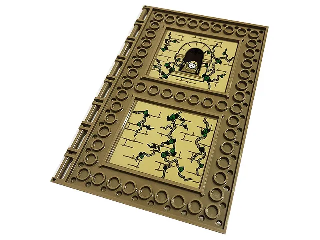 Tile, Modified 10 x 16 with Studs on Edges and Bar Handles with Tan Brick Wall, Leaves, Window, Climbing Plants and Minifigure Pattern (Stickers) - Set 76384