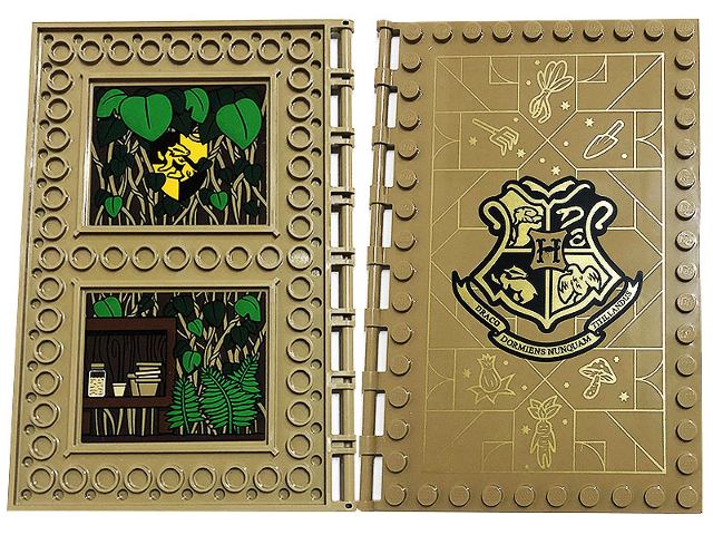 Tile, Modified 10 x 16 with Studs on Edges and Bar Handles with Hogwarts Herbology Class and Leaves, Climbing Plants, Hufflepuff Class, Flower Pots and Jar Pattern on Inside (Stickers) - Set 76384