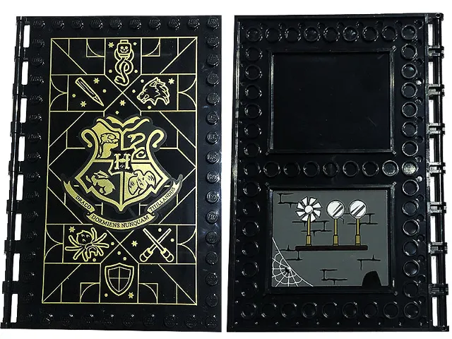 Tile, Modified 10 x 16 with Studs on Edges and Bar Handles with Hogwarts Defence Against the Dark Arts Class and Brick Wall, Spider Web and Shelf Pattern on Inside (Sticker) - Set 76397