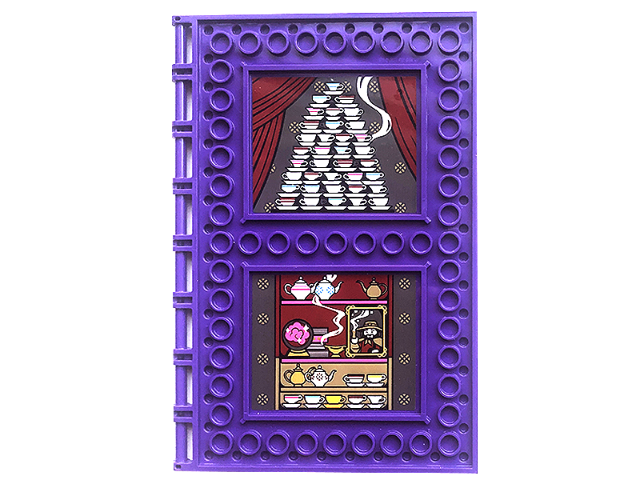 Tile, Modified 10 x 16 with Studs on Edges and Bar Handles with Teacups, Curtains, and Shelves with Portrait and Crystal Ball Pattern (Stickers) - Set 76396