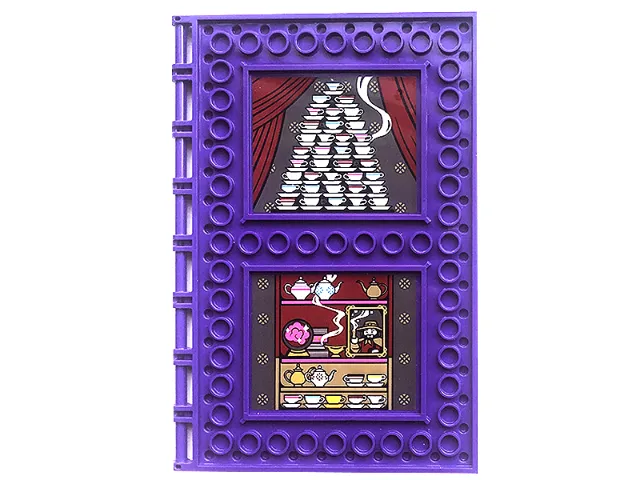 Tile, Modified 10 x 16 with Studs on Edges and Bar Handles with Teacups, Curtains, and Shelves with Portrait and Crystal Ball Pattern (Stickers) - Set 76396