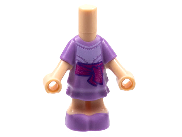 Micro Doll, Body with Molded Medium Lavender Short Layered Dress and Shoes and Printed Lavender Top and Magenta Sash Pattern
