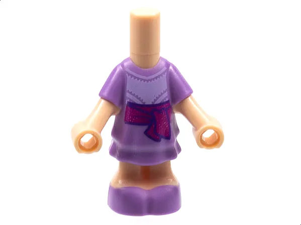 Micro Doll, Body with Molded Medium Lavender Short Layered Dress and Shoes and Printed Lavender Top and Magenta Sash Pattern