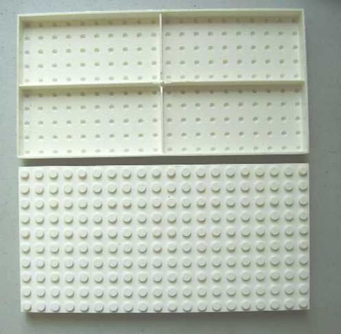 Brick 10 x 20 without Bottom Tubes, with '+' Cross Support (early Baseplate)