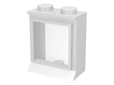 Window 1 x 2 x 2 with Extended Lip and Solid Studs, with Fixed Glass