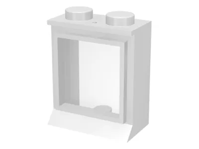 Window 1 x 2 x 2 with Extended Lip and Solid Studs, with Fixed Glass