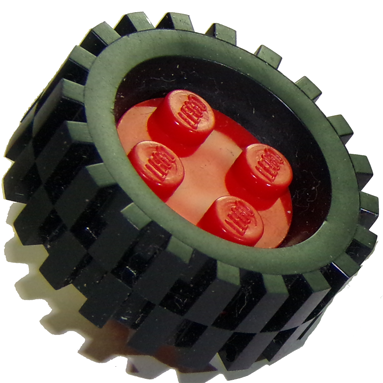 Wheel Classic 4 Studs with Axle with Black Tire 30 x 10.5 Offset Tread (7039 / 2346)