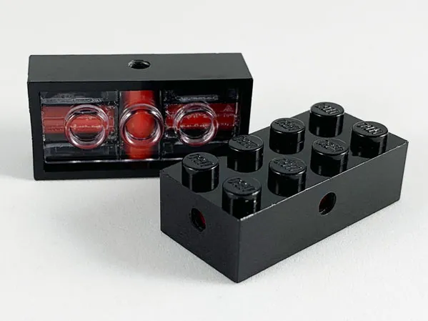 Brick, Modified 2 x 4 with Wheels Holder, Trans-Clear Bottom