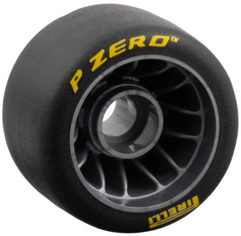 Wheel 24 x 14.9 with Pin Hole with Molded Black Hard Rubber Tire and Printed Yellow 'PIRELLI', 'P ZERO' Pattern