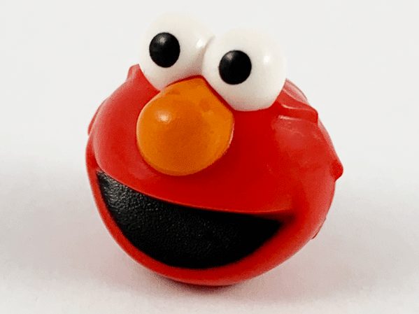 Minifigure, Head, Modified Sesame Street Elmo with White Eyes, Orange Nose and Black Mouth Pattern