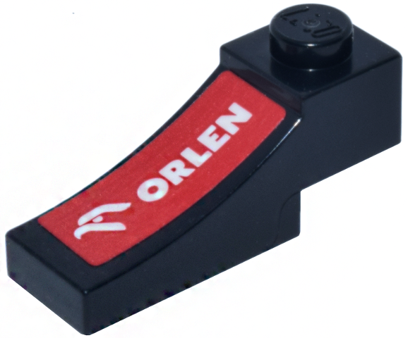 Arch 1 x 3 Inverted with White 'ORLEN' and Logo on Red Background Pattern Model Left Side (Sticker) - Set 77246