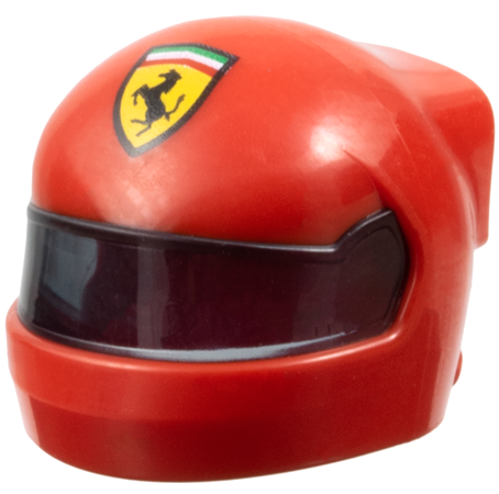 Minifigure, Headgear Helmet Formula 1 with Molded Trans-Black Visor and Printed Ferrari Logo Pattern