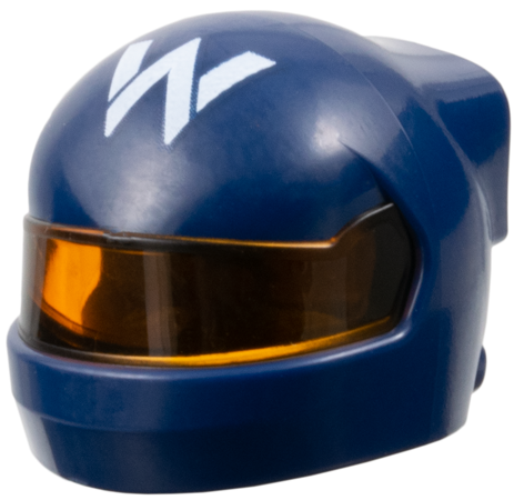 Minifigure, Headgear Helmet Formula 1 with Molded Trans-Orange Visor and Printed Williams Logo Stylized White Capital Letter W Pattern