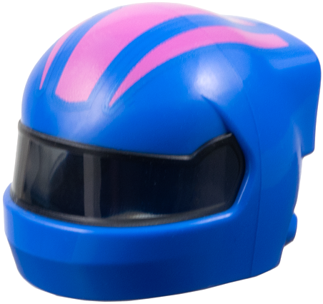 Minifigure, Headgear Helmet Formula 1 with Molded Trans-Black Visor and Printed Dark Pink Stripes Pattern