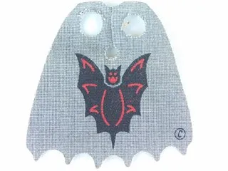 Minifigure Cape Cloth, Scalloped 6 Points with Black Bat and Copyright Symbol (©) Pattern