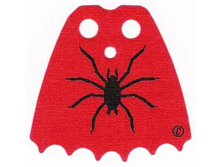 Minifigure Cape Cloth, Scalloped 6 Points with Black Spider and Copyright Symbol (©) Pattern