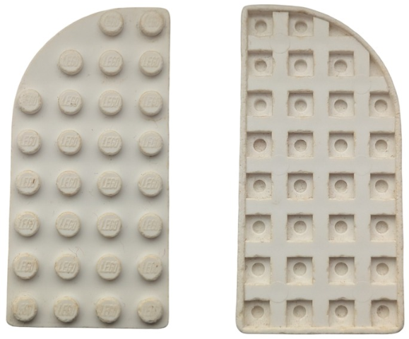 Plate, Round Curved 4 x 8 Right with Waffle Bottom